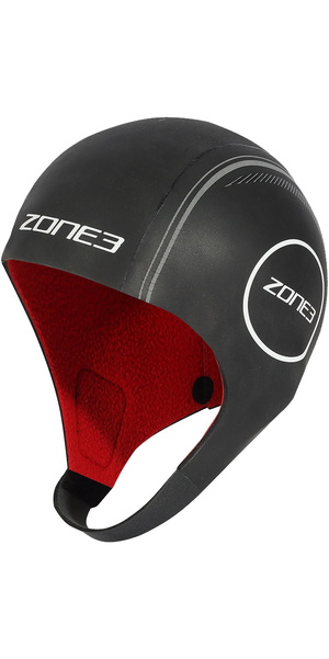 2026 Zone3 Heat-Tech Wetsuit Cap NA21UHTC116 - Black / Silver / Red